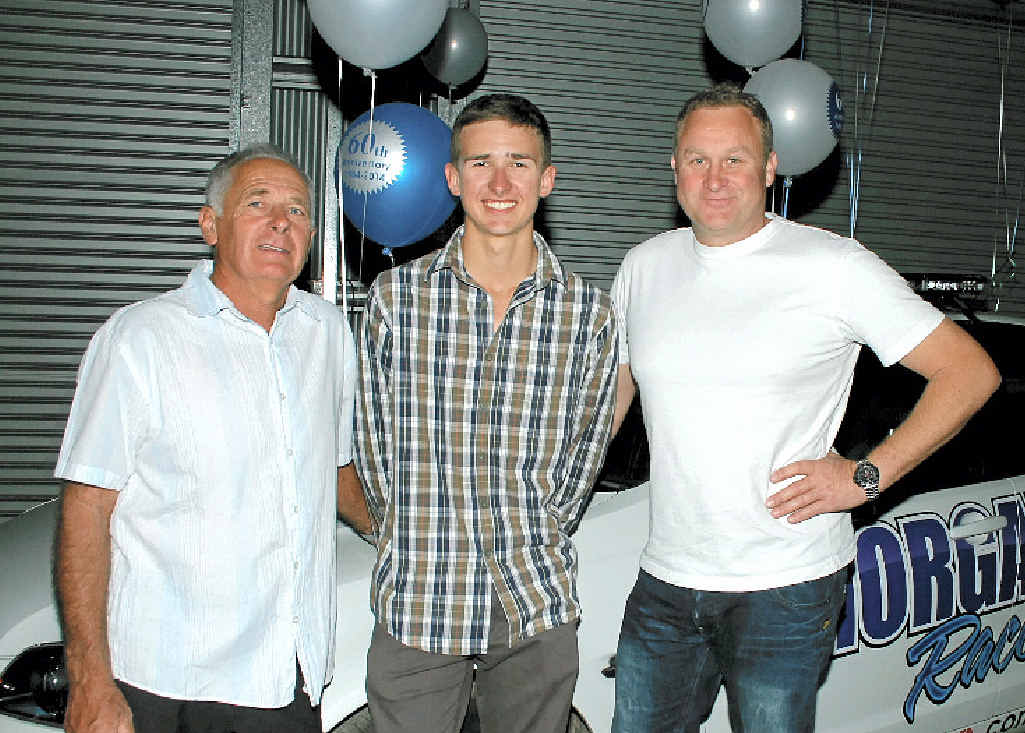 SUCCESS STORY: Warwick District Sporting Car Club president Bill Campbell, driver Matt Campbell and Matt’s team boss and anniversary guest speaker, Andy McElrea. SUCCESS STORY: Warwick District Sporting Car Club president Bill Campbell, driver Matt Campbell and Matt’s team boss and anniversary guest speaker, Andy McElrea.
